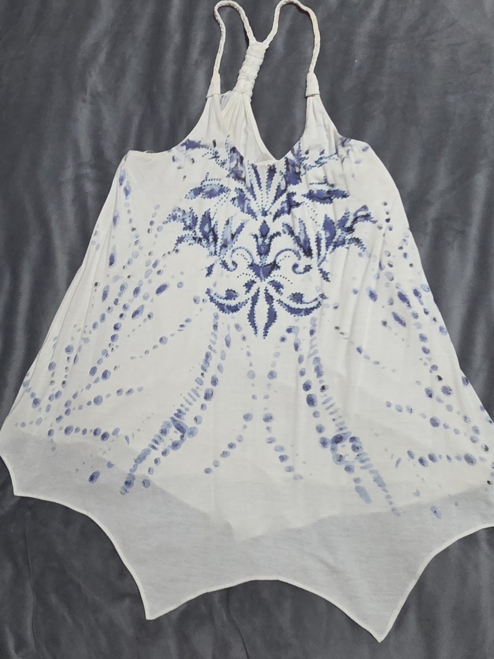 Miss Me White Rayon-Spandex Chemise Tank